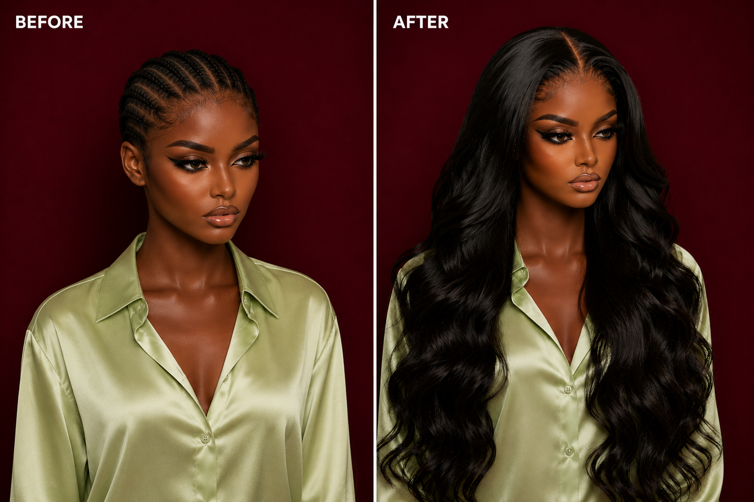 Client transformation before — Signature Body Wave 24 inch 200% Cape Town