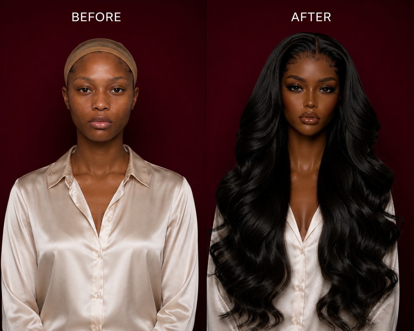 Client transformation before — Signature Body Wave 22 inch Johannesburg